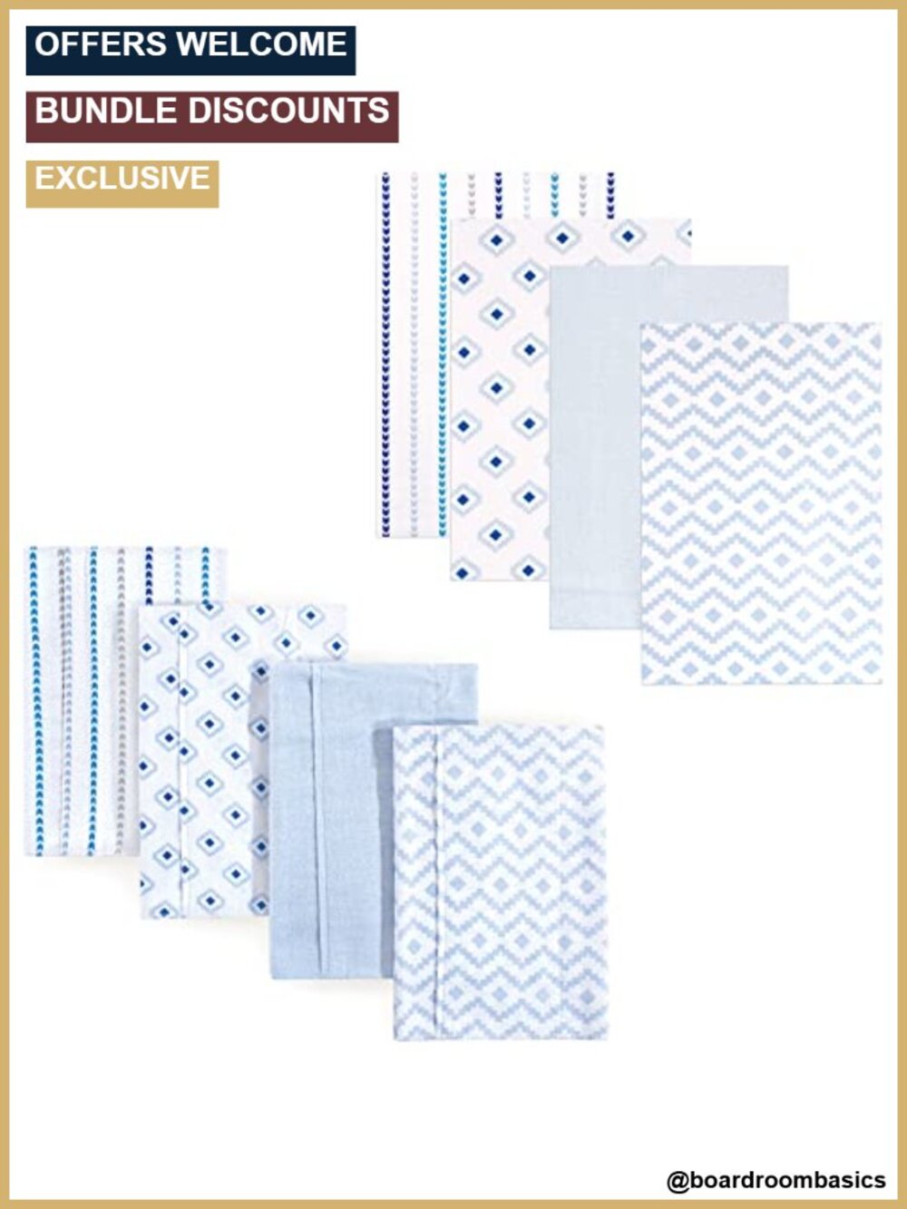 Cotton Flannel Burp Cloths and Receiving Blankets Set